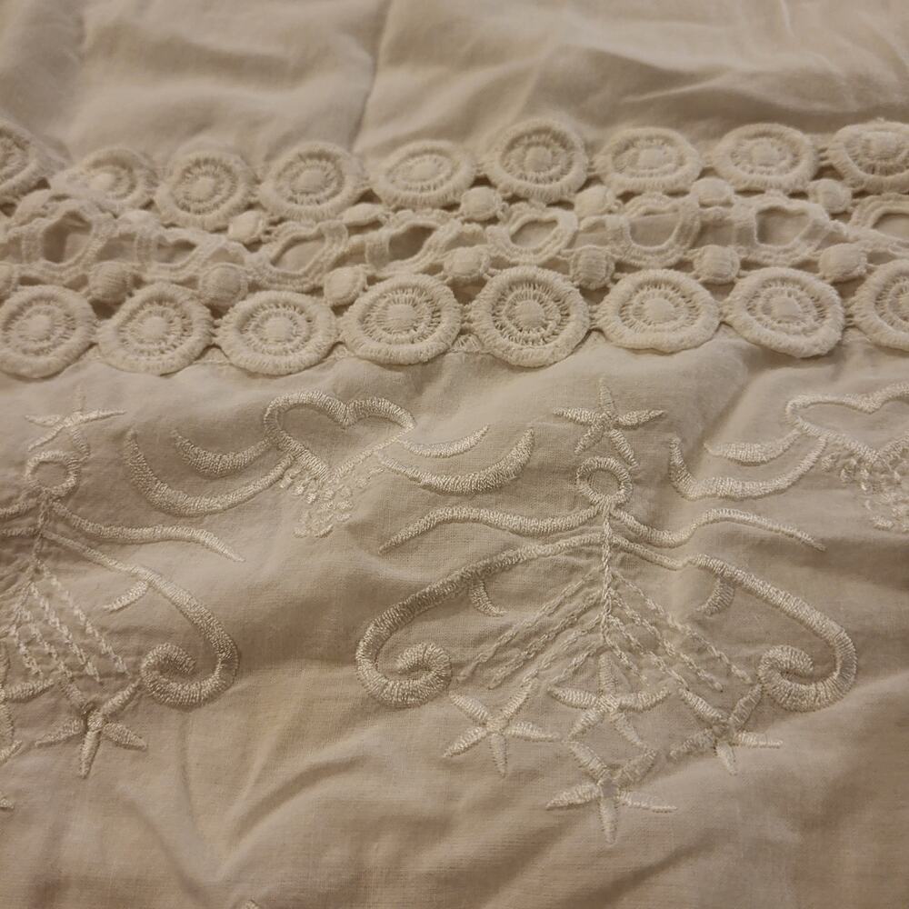 100% Cotton Loose  White Shift Dress Lace & Pom Pom Detail XXXL - Picture 3 of 10